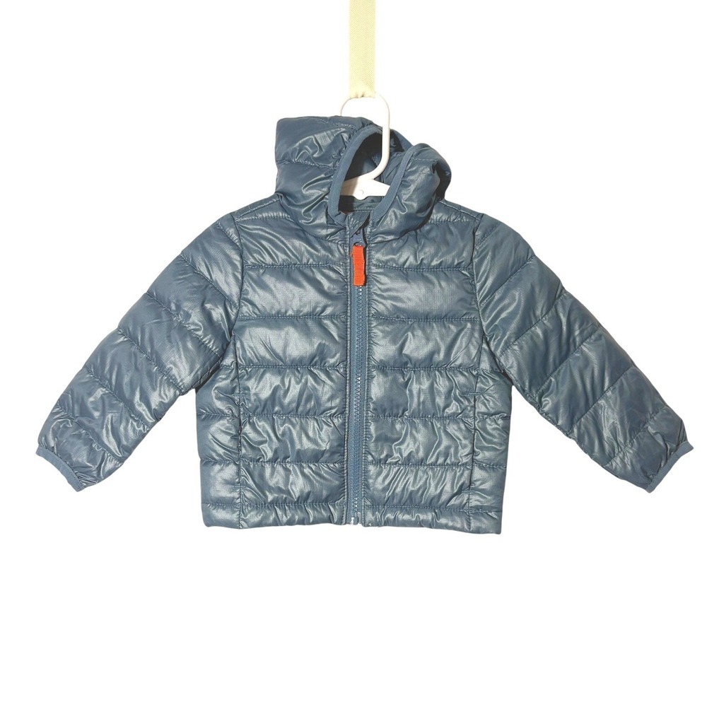 Primary Baby Lightweight Puffer‎ Jacket Dusk Blue Zipper 6-12 Months Hooded